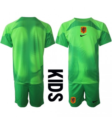 Maillot de foot Pays-Bas Gardien de but Domicile enfant Monde 2022 Manches Courte (+ pantalon court)